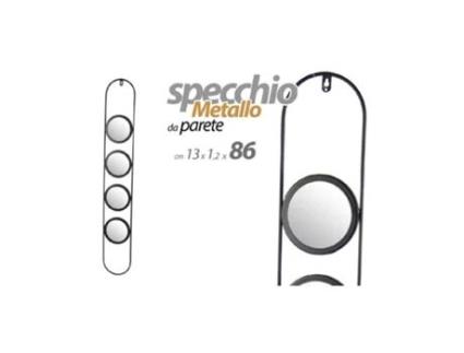 Espelho de parede de metal 4 lugares preto banheiro sala decorativa 13x1,2x86cm 818851