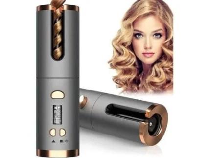 Ferro de ondulação automático, ferros de ondulação sem fio portáteis com display LCD, ferro de ondulação recarregável com temporizador, modelador de c