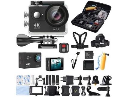 EKEN GZ 2.0 LCD Ultra HD 4K WiFi 1080P 60fps 30M Câmera esportiva 12MP à prova dágua - Preto EKEN