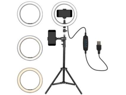 Anel de luz LED de 10 polegadas Lâmpada anelar regulável 3 modos de iluminação com tripé para selfie, foto, vídeo, Youtube Ins LETOUCH