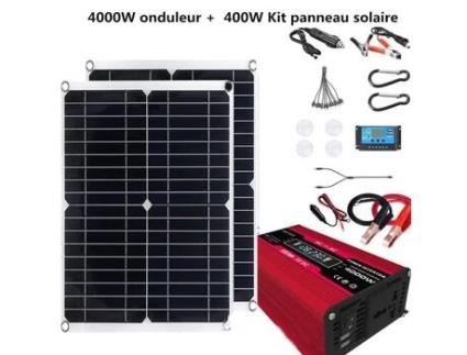 Kit inversor gerador de energia solar completo 4000W vermelho 12V-110V 2 x (painel solar 200W 100A) ALLONSCD