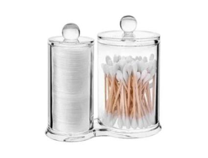 Organizador de compartimento duplo para almofadas removedoras de maquiagem, cotonetes, expositor de cosméticos