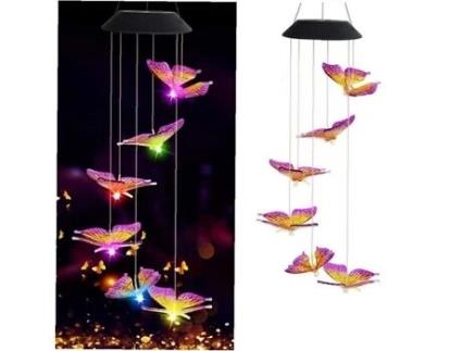 Luzes de carrilhão de vento LED coloridas à prova dágua luzes de carrilhão de vento movidas a energia solar luz móvel decoração de jardim ao ar livre