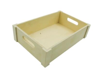 Bandeja de madeira maciça e alta com 2 alças 30x20 cm Marrom