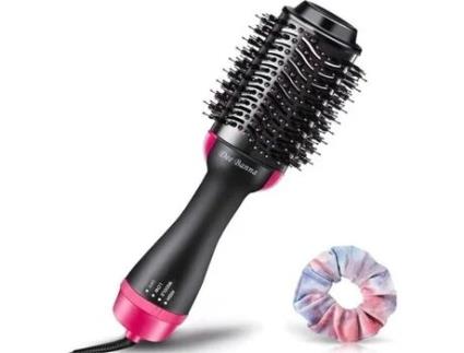 Escova de alisamento aquecida iônica, 3 em 1 secador de cabelo de uma etapa para salão de beleza, alisador de cabelo de íon negativo e pente -Enviar