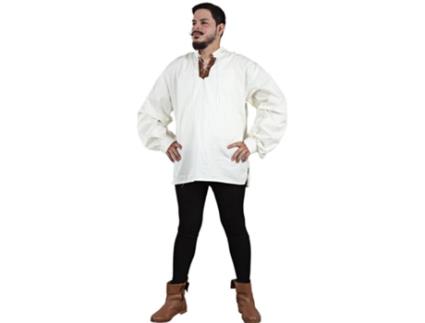 Camisa branca de estalajadeiro medieval para homens