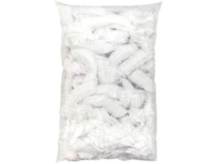 100 touca de banho descartável, touca de banho de plástico para proteção do cabelo, touca descartável para remoção de pelos DLZAOAO