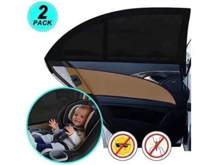 Pacote de 2 protetores solares laterais para janelas, malha respirável, anti-UV, protetor solar para carro, para bloquear raios, janela frontal, 126x5