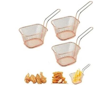 Cestas de batatas fritas GOBRO, 1 peça mini cesta de batatas fritas de aço inoxidável, cesta de alimentos GOBRO