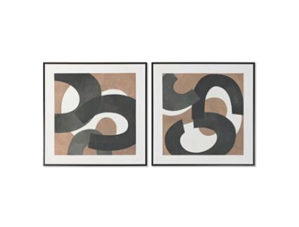 Pintura HOME ESPRIT Castanho Preto Verde Abstrato Urbana 80 x 4 x 80 cm (2 Unidades)
