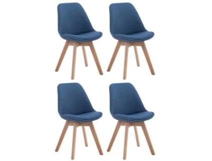 Conjunto de 4 cadeiras de visita em tecido Borneo V2 azul/natura CLP