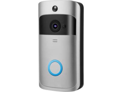 Campainha de vídeo TRAHOO - Câmera HD grande angular de 166° - Detecção de movimento PIR - Fonte de alimentação sem fio TRAHOO