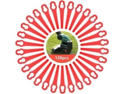 Lostwry 120 peças de lâminas de plástico de substituição para cortador de grama, lâminas de corte de escova sem fio l157 SSS