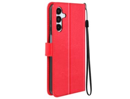 Capa com Cordão Aba Proteção Pulso para Samsung Galaxy A15 MAYAXESS Pele Vermelho