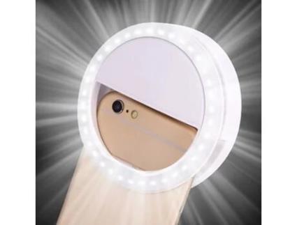 Luz LED redonda para smartphones Luz de preenchimento portátil Luz selfie 3 cores branca ELENXS