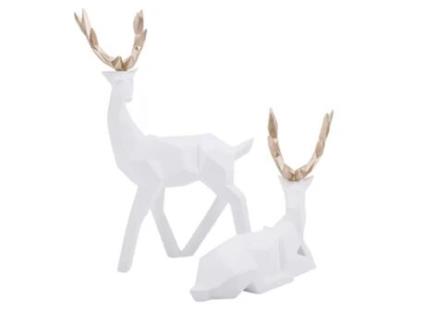 2 Estátuas de Cervo Modernas, Escultura de Resina para Decoração de Mesa CRRYNUO