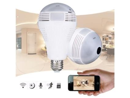 Lâmpada de câmera HD de 128 GB, câmera de vigilância WiFi 960P, detecção de movimento de visão noturna IP oculta com manual francês TANBABY
