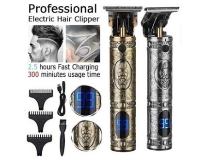 Máquina De Cortar Cabelo Elétrica LCD Recarregável Sem Fio Profissional Aparador De Cabelo Barbeador Para Homens - Bronze YOUKUKE