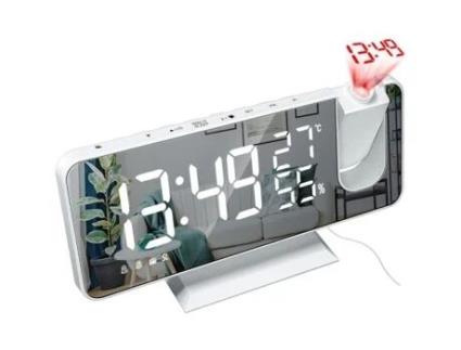 Rádio relógio de projeção, superfície elétrica do espelho do despertador digital do diodo emissor de luz para a composição com escurecimento, temperat