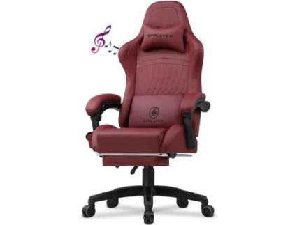 Cadeira Gamer GTPLAYER, Cadeira de Mesa, com Apoio para os Pés, Altifalante, Cadeira de Escritório Musical, Carga Máxima 150 kg, Vermelha