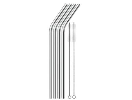 Conjunto de 6 palhinhas angulares em aço inoxidável - L 215 mm VISIODIRECT