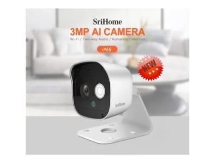 Pacote com 2 câmeras IP SriHome 3MP 1296P Wi-Fi Áudio bidirecional Vídeo HD nítido branco SRICAM