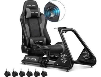 GTPLAYER Racing Simulator Cockpit com Assento para G25 G27 G29 G920 G923 T300 PS5 PS4 Xbox, Sem Volante, Caixa de Velocidades e Pedais Cinzento