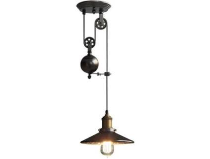 Lustre vintage industrial, com estilo retro, para bar e sala (Preto)