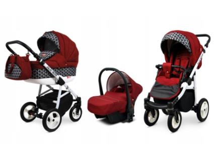 Carrinho de Bebé Multifuncional BABYLUX ALU WAY 3 EM 1 – Optical chili - Ajustável e dobrável Construção leve em alumínio Reversibilidade Acessórios