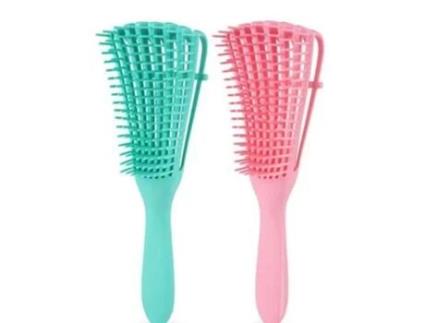 Escova desembaraçadora, escova desembaraçadora para cabelos cacheados, escovas de cabelo, cabelo desembaraçador rosa afro texturizado 3A a 4C crespo o