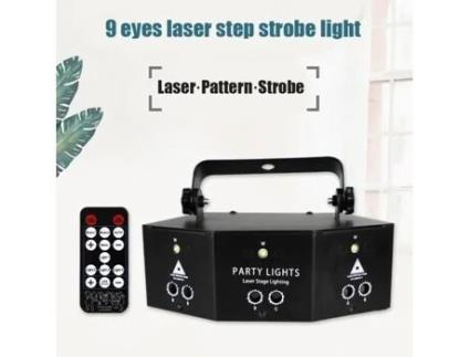 Projetor de luz laser de 9 lentes para palco, show de música, DMX, DJ, combinações de dança, projetor interno, bar, café com TV ROKOO