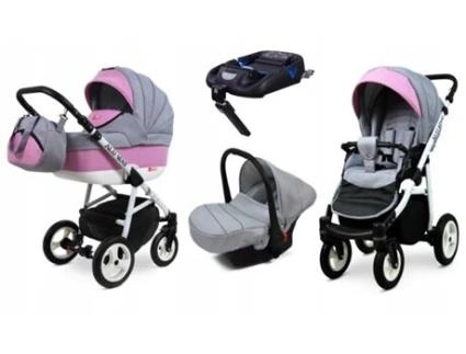 Carrinho de Bebé Multifuncional BABYLUX ALU WAY 2 Em 1 – Light pink - Ajustável e dobrável Construção leve em alumínio - Reversibilidade - Acessórios