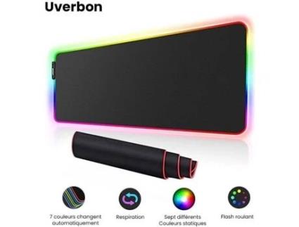 Mouse Pad Luminoso UVERBON - Luz LED Retro - Iluminação RGB - 90x40x0,4cm UVERBON