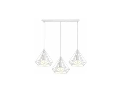 Lustre de metal em forma de diamante, 3 lâmpadas E27 para cozinha