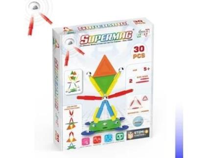Jogo de construção magnética Supermag - 30 peças - multicolorido - para crianças a partir de 5 anos