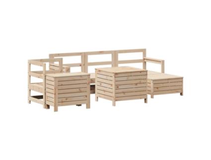 Conjunto 7 de sofás para jardim VIDAXL madeira de pinho maciça