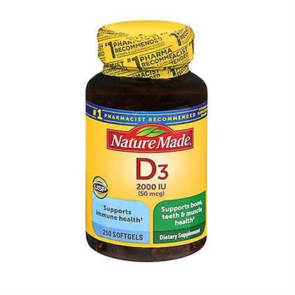 Nature Made Vitamina D3 Softgels,2000 IU,250 Cápsulas (Pacote de 1)