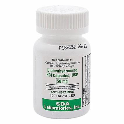SDA Labs Diphenhydramine HCL,50mg ,100 Caps (Pacote de 1)