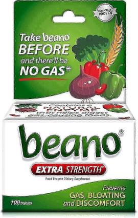 Beano enzima dieta suplemento alimentar, comprimidos, Ea 100