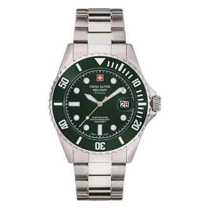 Swiss Alpine Military by Grovana Relógio militar alpino suíço quartzo analógico 7053.1134SAM Aço inoxidável Prata