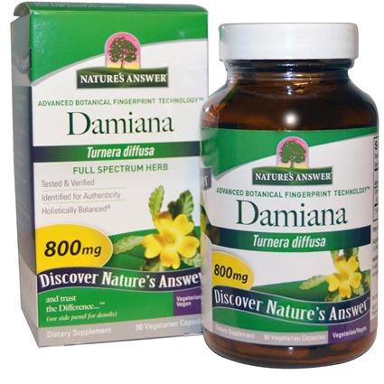 Nature's Answer Resposta da Natureza, Folha de Damiana, 800 mgs, 90 Cápsula Vegetariana