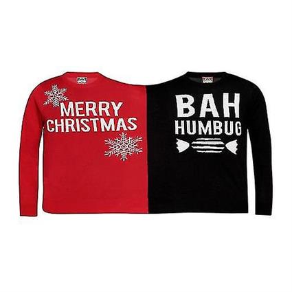 The Christmas Shop Natal loja Twin Natal Humbug Jumper Vermelho/preto One Size