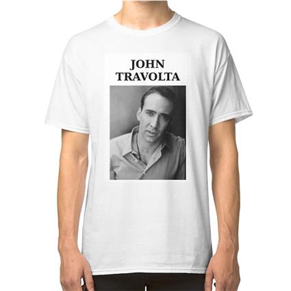 RockShark Nicolas Travolta... John Cage... WTF? Camiseta Branco L