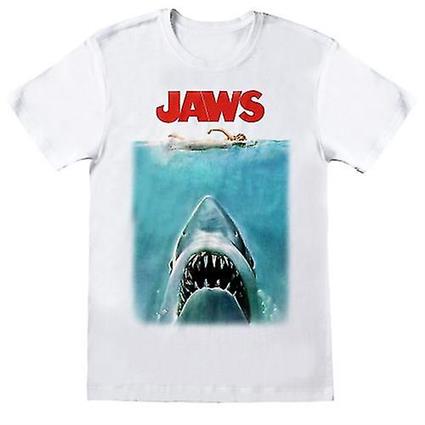 Camisa de pôster adulto da Jaws Unisex Branco M