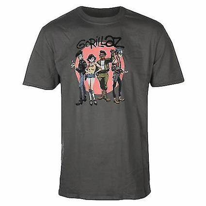 Gorillaz Unisex Grupo Adulto Shot Algodão T-Shirt Cinza carvão XXL