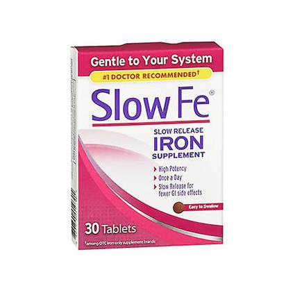 Slow Fe Slow Release Iron Supplement, 30 Abas (Pacote de 1)