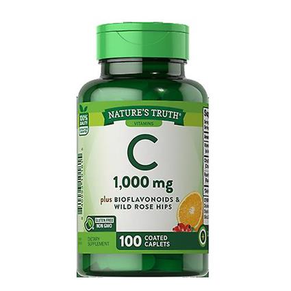 Sundance Nature's Truth Vitamina C Plus Bioflavonóides & Cápsulas Revestidas de Rosa Mosqueta,1000 Mg,100 Tabs (Pacote de 1)