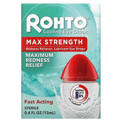 Rohto, Colírios de Resfriamento, Força Máxima, Alívio Máximo de Vermelhidão, 0,4 fl oz (13 ml)