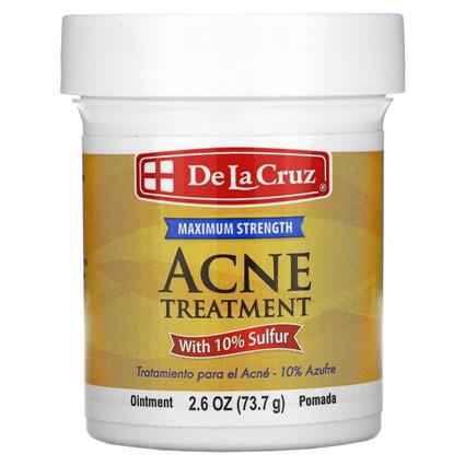 De La Cruz, Pomada de Tratamento de Acne com 10% de Enxofre, Força Máxima, 2,6 oz (73,7 g)