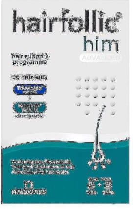 Vitabiotics Hairfollic Him Advanced, 30 cápsulas e 30 comprimidos